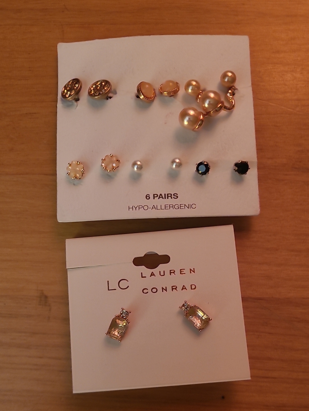 LC Lauren Conrad Gold and Ivory Pearl Earring Set — 7 Pairs